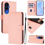 For Tecno Pova 4 Pro Skin Feel Solid Color Leather Phone Case with Lanyard(Pink)