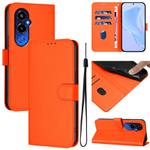 For Tecno Pova 4 Pro Skin Feel Solid Color Leather Phone Case with Lanyard(Orange)
