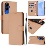 For Tecno Pova 4 Pro Skin Feel Solid Color Leather Phone Case with Lanyard(Nude)
