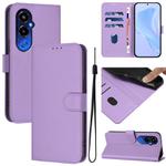 For Tecno Pova 4 Pro Skin Feel Solid Color Leather Phone Case with Lanyard(Lavender Purple)