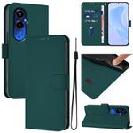 For Tecno Pova 4 Pro Skin Feel Solid Color Leather Phone Case with Lanyard(Dark Green)