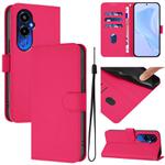 For Tecno Pova 4 Pro Skin Feel Solid Color Leather Phone Case with Lanyard(Rose Red)