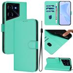For Tecno Pova 5 Skin Feel Solid Color Leather Phone Case with Lanyard(Green)