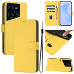 For Tecno Pova 5 Skin Feel Solid Color Leather Phone Case with Lanyard(Lemon Yellow)