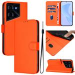 For Tecno Pova 5 Pro 5G Skin Feel Solid Color Leather Phone Case with Lanyard(Orange)
