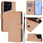 For Tecno Pova 5 Pro 5G Skin Feel Solid Color Leather Phone Case with Lanyard(Nude)