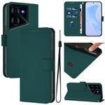 For Tecno Pova 5 Pro 5G Skin Feel Solid Color Leather Phone Case with Lanyard(Dark Green)