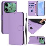 For Tecno Pova 6 4G Skin Feel Solid Color Leather Phone Case with Lanyard(Lavender Purple)