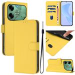 For Tecno Pova 6 4G Skin Feel Solid Color Leather Phone Case with Lanyard(Lemon Yellow)
