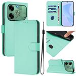 For Tecno Pova 6 4G Skin Feel Solid Color Leather Phone Case with Lanyard(Mint Green)