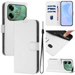 For Tecno Pova 6 4G Skin Feel Solid Color Leather Phone Case with Lanyard(White)