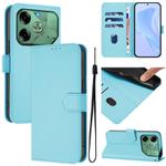 For Tecno Pova 6 4G Skin Feel Solid Color Leather Phone Case with Lanyard(Sky Blue)