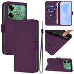 For Tecno Pova 6 4G Skin Feel Solid Color Leather Phone Case with Lanyard(Violet)
