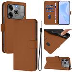 For Tecno Pova 6 5G / 6 Pro 5G Skin Feel Solid Color Leather Phone Case with Lanyard(Brown)