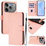 For Tecno Pova 6 5G / 6 Pro 5G Skin Feel Solid Color Leather Phone Case with Lanyard(Pink)