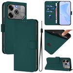 For Tecno Pova 6 5G / 6 Pro 5G Skin Feel Solid Color Leather Phone Case with Lanyard(Dark Green)