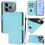 For Tecno Pova 6 5G / 6 Pro 5G Skin Feel Solid Color Leather Phone Case with Lanyard(Sky Blue)