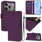For Tecno Pova 6 5G / 6 Pro 5G Skin Feel Solid Color Leather Phone Case with Lanyard(Violet)