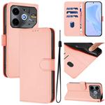 For Tecno Pova 6 Neo Skin Feel Solid Color Leather Phone Case with Lanyard(Pink)