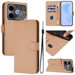For Tecno Pova 6 Neo Skin Feel Solid Color Leather Phone Case with Lanyard(Nude)