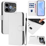 For Tecno Pova 6 Neo Skin Feel Solid Color Leather Phone Case with Lanyard(White)