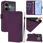 For Tecno Pova 6 Neo Skin Feel Solid Color Leather Phone Case with Lanyard(Violet)