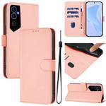 For Tecno Pova Neo 2 Skin Feel Solid Color Leather Phone Case with Lanyard(Pink)