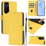 For Tecno Pova Neo 2 Skin Feel Solid Color Leather Phone Case with Lanyard(Lemon Yellow)