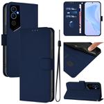 For Tecno Pova Neo 2 Skin Feel Solid Color Leather Phone Case with Lanyard(Navy Blue)
