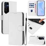 For Tecno Pova Neo 2 Skin Feel Solid Color Leather Phone Case with Lanyard(White)