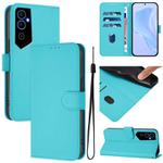 For Tecno Pova Neo 2 Skin Feel Solid Color Leather Phone Case with Lanyard(Lake Blue)