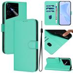 For Tecno Pova Neo 3 Skin Feel Solid Color Leather Phone Case with Lanyard(Green)