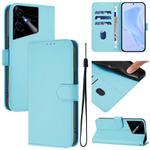 For Tecno Pova Neo 3 Skin Feel Solid Color Leather Phone Case with Lanyard(Sky Blue)