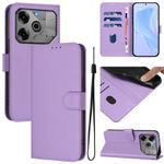 For Tecno Spark 6 Go / Go 2021 Skin Feel Solid Color Leather Phone Case with Lanyard(Lavender Purple)