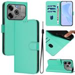 For Tecno Spark 6 Go / Go 2021 Skin Feel Solid Color Leather Phone Case with Lanyard(Green)