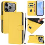 For Tecno Spark 6 Go / Go 2021 Skin Feel Solid Color Leather Phone Case with Lanyard(Lemon Yellow)