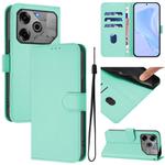 For Tecno Spark 6 Go / Go 2021 Skin Feel Solid Color Leather Phone Case with Lanyard(Mint Green)