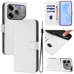 For Tecno Spark 6 Go / Go 2021 Skin Feel Solid Color Leather Phone Case with Lanyard(White)