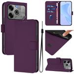 For Tecno Spark 6 Go / Go 2021 Skin Feel Solid Color Leather Phone Case with Lanyard(Violet)