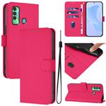For Tecno Spark 7P Skin Feel Solid Color Leather Phone Case with Lanyard(Rose Red)