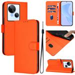For Tecno Spark 10 5G Skin Feel Solid Color Leather Phone Case with Lanyard(Orange)