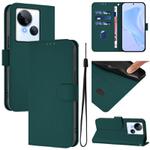For Tecno Spark 10 5G Skin Feel Solid Color Leather Phone Case with Lanyard(Dark Green)