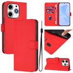 For Tecno Spark 10 Pro Magic Skin Feel Solid Color Leather Phone Case with Lanyard(Red)