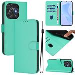For Tecno Spark 10C / 10 4G Skin Feel Solid Color Leather Phone Case with Lanyard(Green)