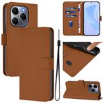 For Tecno Spark 20 Pro 5G Skin Feel Solid Color Leather Phone Case with Lanyard(Brown)