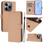 For Tecno Spark 20 Pro 5G Skin Feel Solid Color Leather Phone Case with Lanyard(Nude)