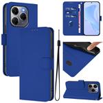 For Tecno Spark 20 Pro 5G Skin Feel Solid Color Leather Phone Case with Lanyard(Dark Blue)