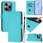 For Tecno Spark 20 Pro 5G Skin Feel Solid Color Leather Phone Case with Lanyard(Lake Blue)