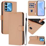 For Tecno Spark Go 2022 / 8C Skin Feel Solid Color Leather Phone Case with Lanyard(Nude)