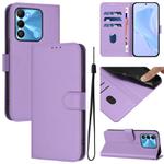For Tecno Spark Go 2022 / 8C Skin Feel Solid Color Leather Phone Case with Lanyard(Lavender Purple)